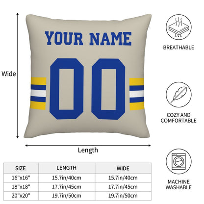 Customized Los Angeles Rams Football Team Decorative Throw Pillow Case Print Personalized Football Style Fans Letters & Number Cream Pillowcase Birthday Gifts