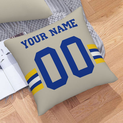 Customized Los Angeles Rams Football Team Decorative Throw Pillow Case Print Personalized Football Style Fans Letters & Number Cream Pillowcase Birthday Gifts