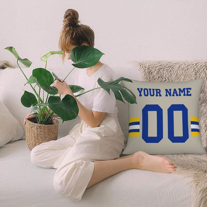 Customized Los Angeles Rams Football Team Decorative Throw Pillow Case Print Personalized Football Style Fans Letters & Number Cream Pillowcase Birthday Gifts