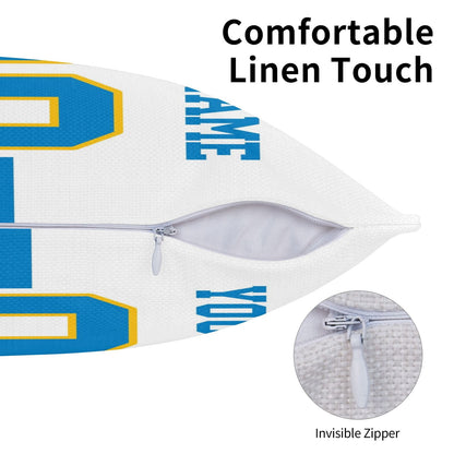 Customized Los Angeles Chargers Football Team Decorative Throw Pillow Case Print Personalized Football Style Fans Letters & Number White Pillowcase Birthday Gift