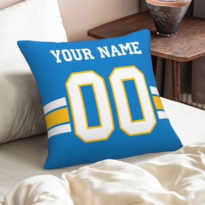 Customized Los Angeles Chargers Football Team Decorative Throw Pillow Case Print Personalized Football Style Fans Letters & Number Powder Blue Pillowcase Birthday Gift