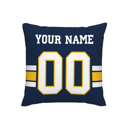 Customized Los Angeles Chargers Football Team Decorative Throw Pillow Case Print Personalized Football Style Fans Letters & Number Navy Pillowcase Birthday Gift