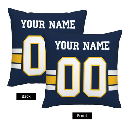 Customized Los Angeles Chargers Football Team Decorative Throw Pillow Case Print Personalized Football Style Fans Letters & Number Navy Pillowcase Birthday Gift