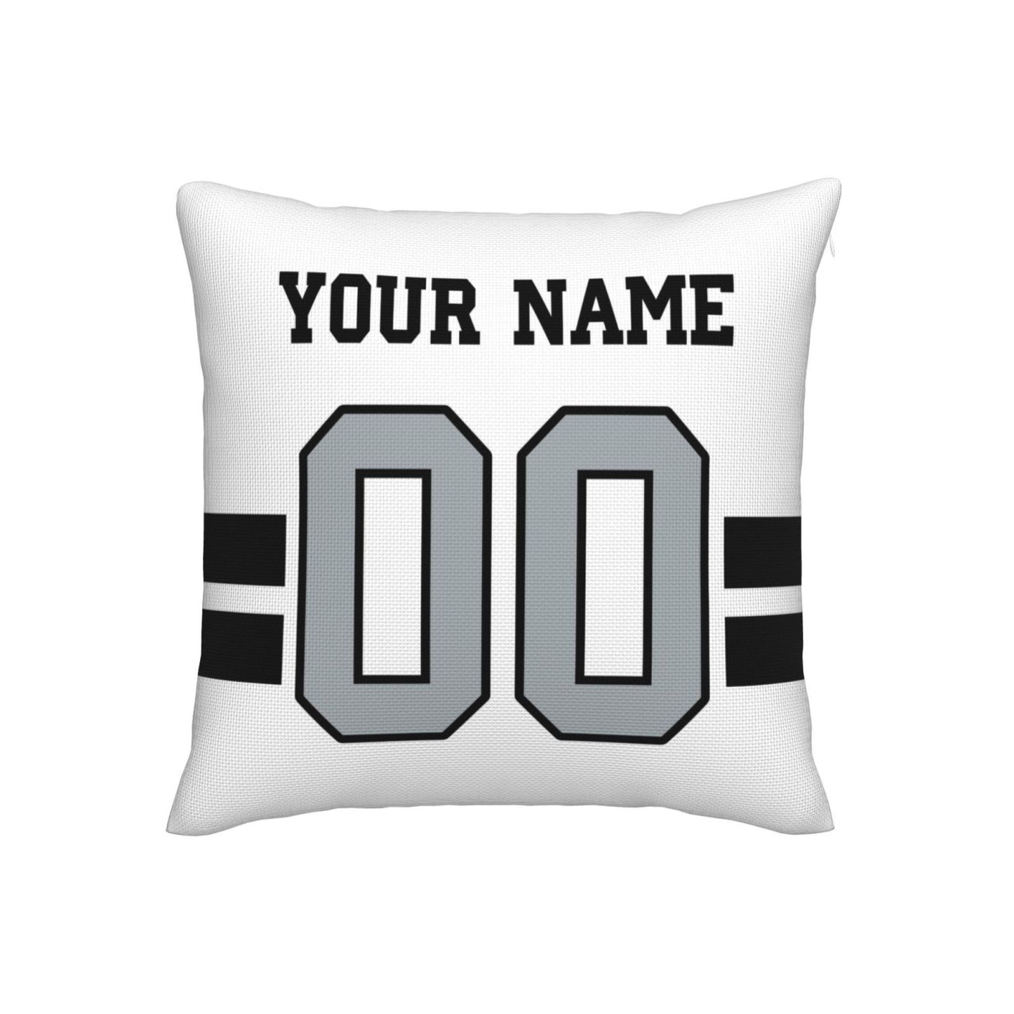 Custom White Silver Las Vegas Raiders Decorative Throw Pillow Case - Print Personalized Football Team Fans Name & Number Birthday Gift