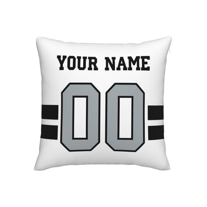 Custom White Silver Las Vegas Raiders Decorative Throw Pillow Case - Print Personalized Football Team Fans Name & Number Birthday Gift