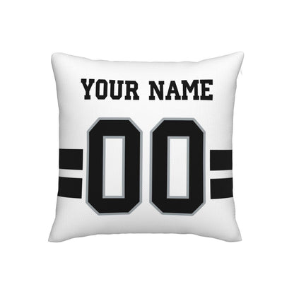 Custom White Las Vegas Raiders Decorative Throw Pillow Case - Print Personalized Football Team Fans Name & Number Birthday Gift