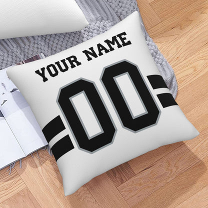 Custom White Las Vegas Raiders Decorative Throw Pillow Case - Print Personalized Football Team Fans Name & Number Birthday Gift