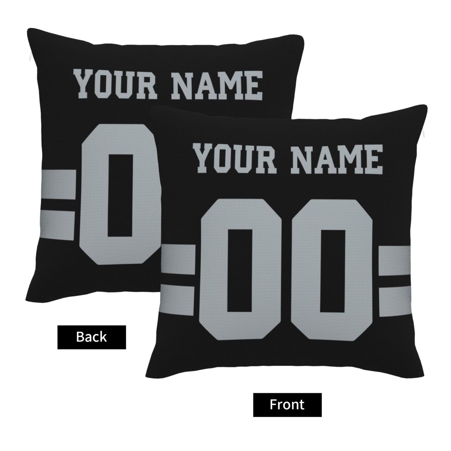 Custom Black Las Vegas Raiders Decorative Throw Pillow Case - Print Personalized Football Team Fans Name & Number Birthday Gift