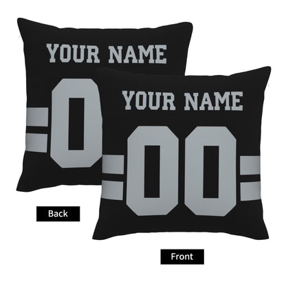 Custom Black Las Vegas Raiders Decorative Throw Pillow Case - Print Personalized Football Team Fans Name & Number Birthday Gift