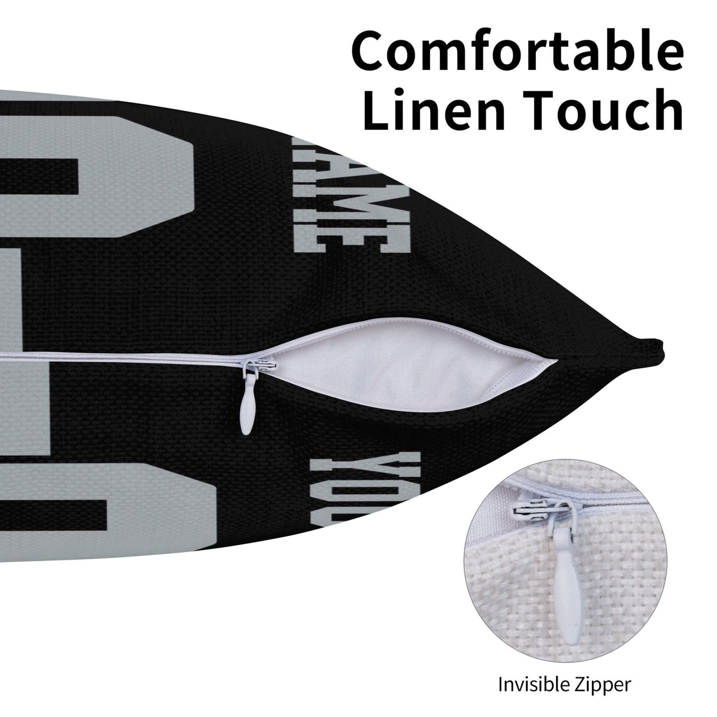 Custom Black Las Vegas Raiders Decorative Throw Pillow Case - Print Personalized Football Team Fans Name & Number Birthday Gift