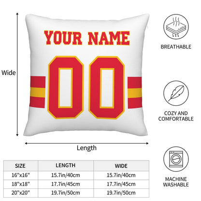 Customized Kansas City Chiefs Football Team Decorative Throw Pillow Case Print Personalized Football Style Fans Letters & Number White Pillowcase Birthday Gift