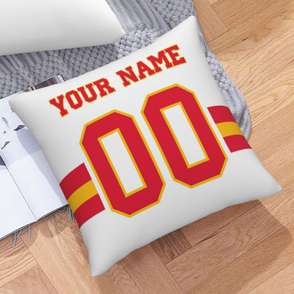 Customized Kansas City Chiefs Football Team Decorative Throw Pillow Case Print Personalized Football Style Fans Letters & Number White Pillowcase Birthday Gift