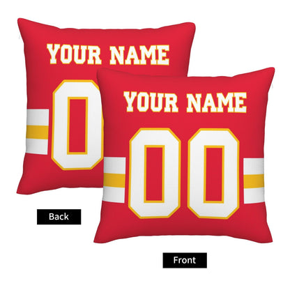Customized Kansas City Chiefs Football Team Decorative Throw Pillow Case Print Personalized Football Style Fans Letters & Number Red Pillowcase Birthday Gifts