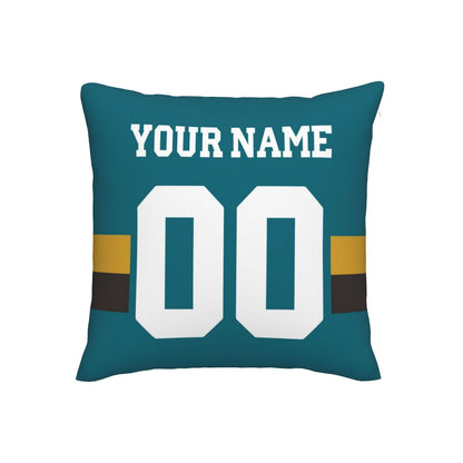 Customized Jacksonville Jaguars Football Team Decorative Throw Pillow Case Print Personalized Football Style Fans Letters & Number Teal Pillowcase Housewarming Gifts