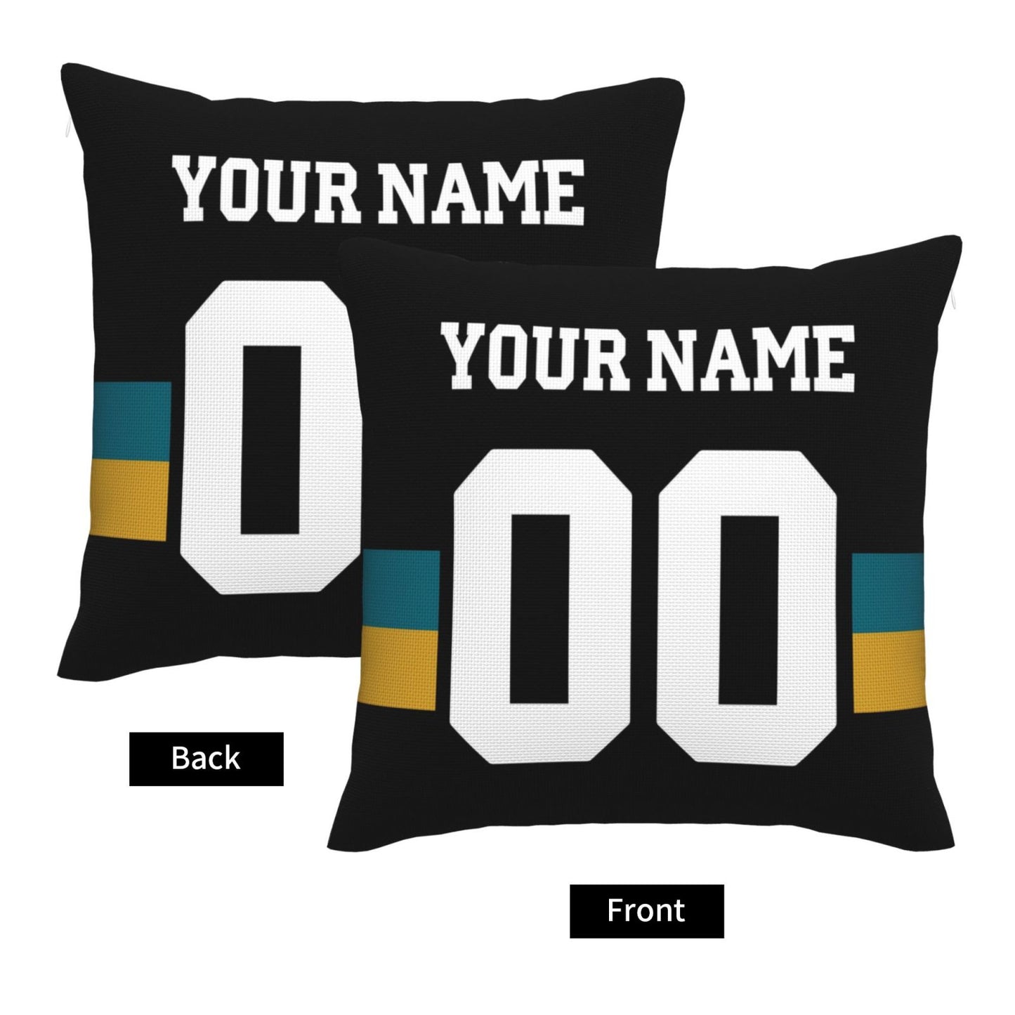 Customized Jacksonville Jaguars Football Team Decorative Throw Pillow Case Print Personalized Football Style Fans Letters & Number Black Pillowcase Housewarming Gifts