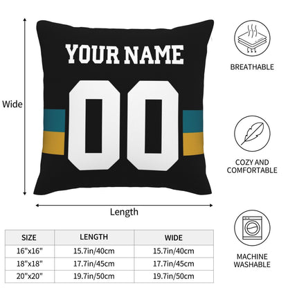 Customized Jacksonville Jaguars Football Team Decorative Throw Pillow Case Print Personalized Football Style Fans Letters & Number Black Pillowcase Housewarming Gifts