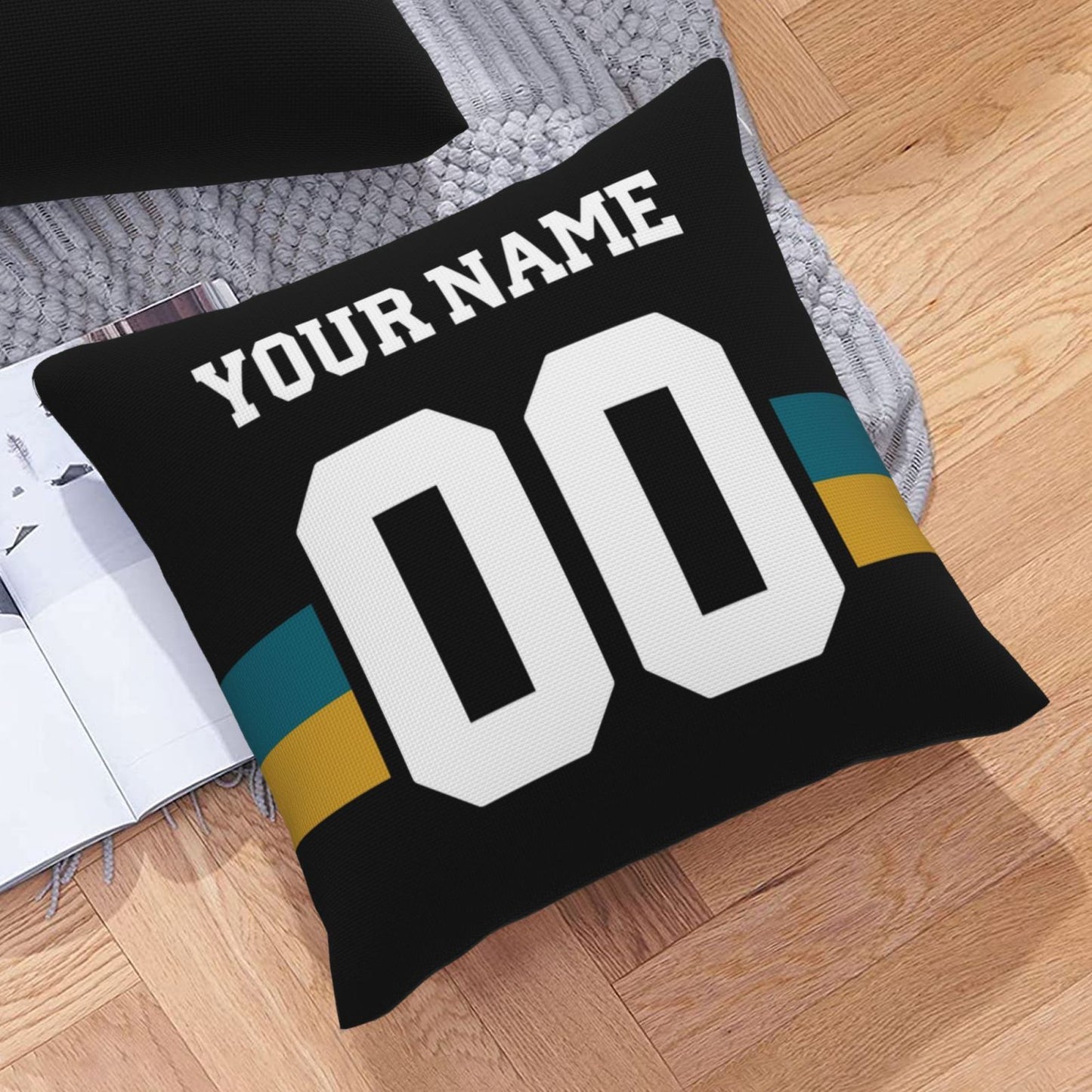 Customized Jacksonville Jaguars Football Team Decorative Throw Pillow Case Print Personalized Football Style Fans Letters & Number Black Pillowcase Housewarming Gifts