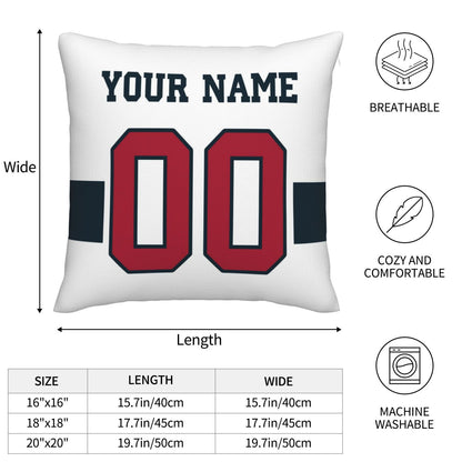Customized Houston Texans Football Team Decorative Throw Pillow Case Print Personalized Football Style Fans Letters & Number White Pillowcase Birthday Gift