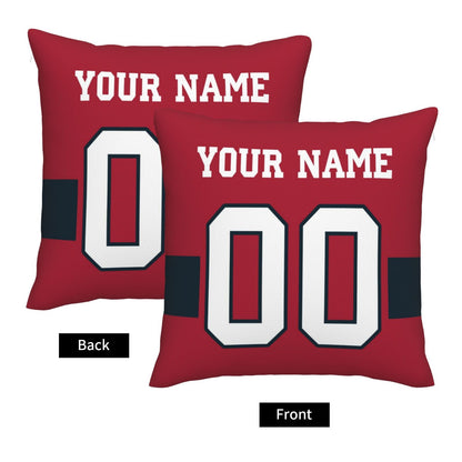 Customized Houston Texans Football Team Decorative Throw Pillow Case Print Personalized Football Style Fans Letters & Number Red Pillowcase Birthday Gift