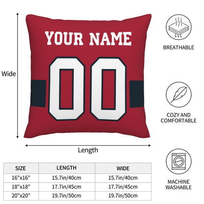 Customized Houston Texans Football Team Decorative Throw Pillow Case Print Personalized Football Style Fans Letters & Number Red Pillowcase Birthday Gift