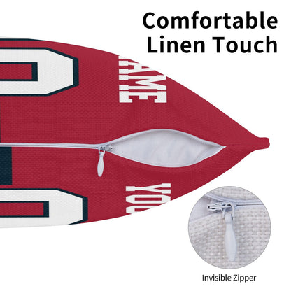 Customized Houston Texans Football Team Decorative Throw Pillow Case Print Personalized Football Style Fans Letters & Number Red Pillowcase Birthday Gift