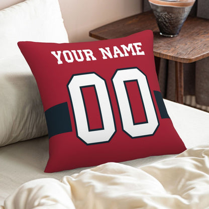 Customized Houston Texans Football Team Decorative Throw Pillow Case Print Personalized Football Style Fans Letters & Number Red Pillowcase Birthday Gift