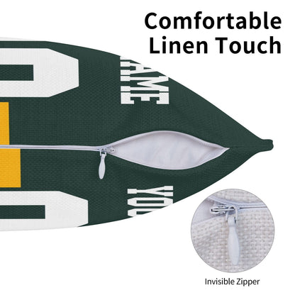 Customized Green Bay Packers Football Team Decorative Throw Pillow Case Print Personalized Football Style Fans Letters & Number Green Pillowcase Birthday Gift