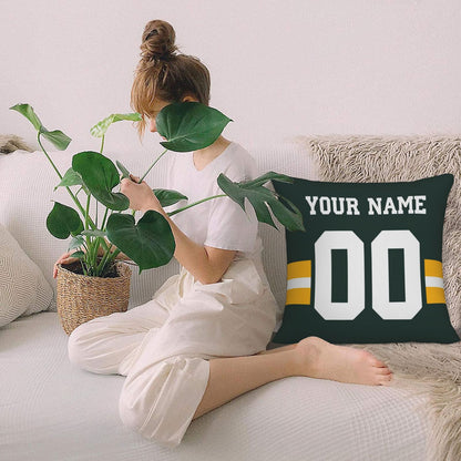 Customized Green Bay Packers Football Team Decorative Throw Pillow Case Print Personalized Football Style Fans Letters & Number Green Pillowcase Birthday Gift
