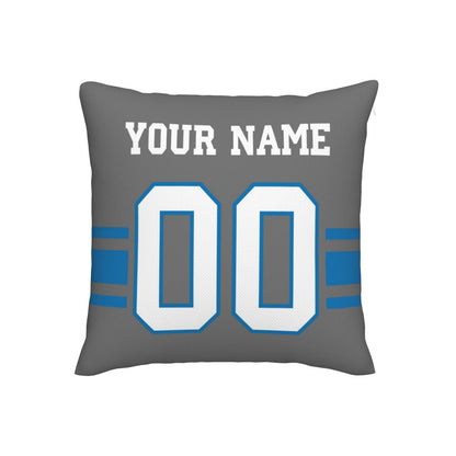 Customized Detroit Lions Football Team Decorative Throw Pillow Case Print Personalized Football Style Fans Letters & Number Gray Pillowcase Birthday Gift