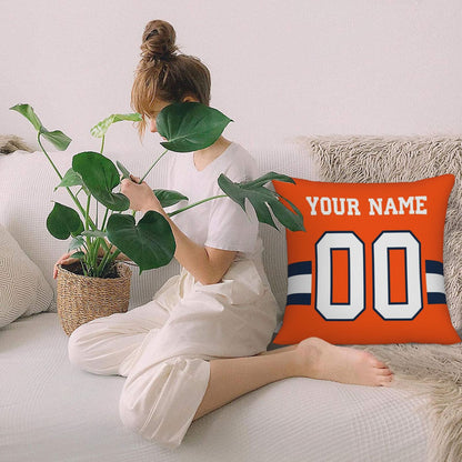 Customized Denver Broncos Football Team Decorative Throw Pillow Case Print Personalized Football Style Fans Letters & Number Orange Pillowcase Birthday Gift