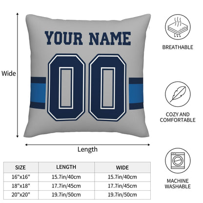 Customized Dallas Cowboys Football Team Decorative Throw Pillow Case Print Personalized Football Style Fans Letters & Number Grey Pillowcase Birthday Gift