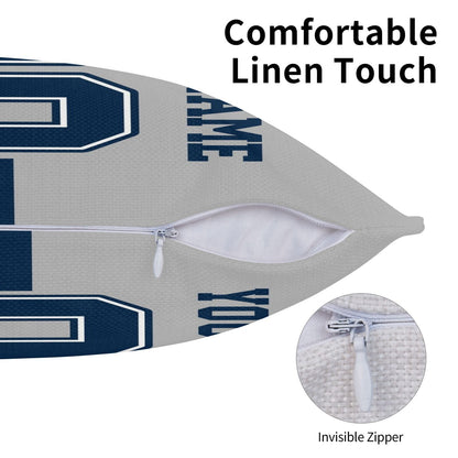 Customized Dallas Cowboys Football Team Decorative Throw Pillow Case Print Personalized Football Style Fans Letters & Number Grey Pillowcase Birthday Gift