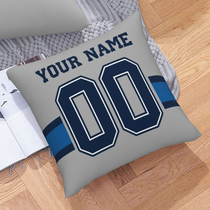 Customized Dallas Cowboys Football Team Decorative Throw Pillow Case Print Personalized Football Style Fans Letters & Number Grey Pillowcase Birthday Gift