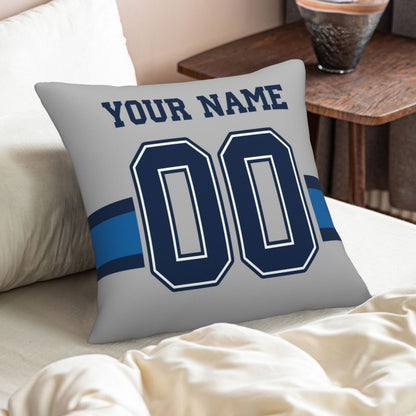 Customized Dallas Cowboys Football Team Decorative Throw Pillow Case Print Personalized Football Style Fans Letters & Number Grey Pillowcase Birthday Gift