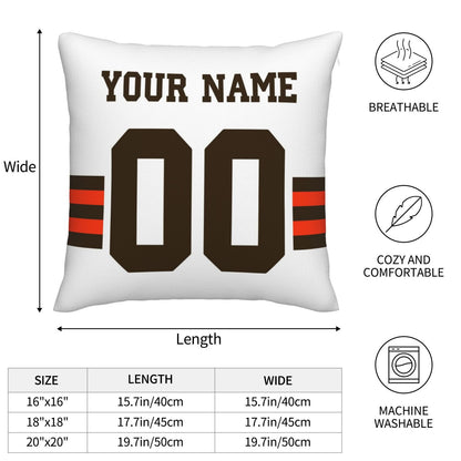 Customized Cleveland Browns Football Team Decorative Throw Pillow Case Print Personalized Football Style Fans Letters & Number White Pillowcase Birthday Gift