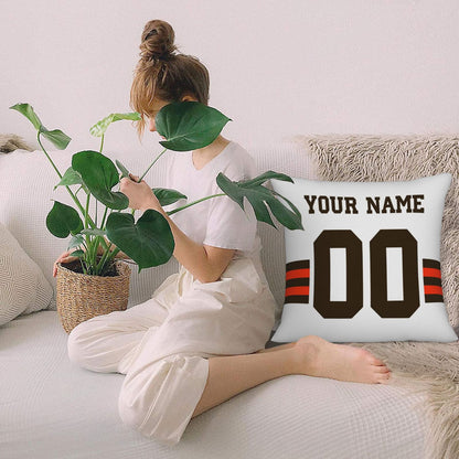 Customized Cleveland Browns Football Team Decorative Throw Pillow Case Print Personalized Football Style Fans Letters & Number White Pillowcase Birthday Gift