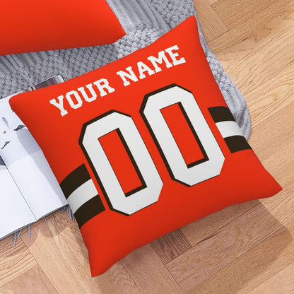Customized Cleveland Browns Football Team Decorative Throw Pillow Case Print Personalized Football Style Fans Letters & Number Orange Pillowcase Birthday Gift