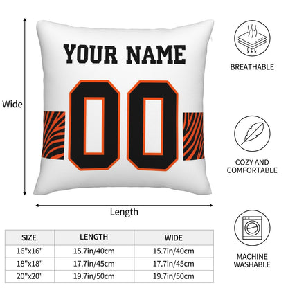 Customized Cincinnati Bengals Football Team Decorative Throw Pillow Case Print Personalized Football Style Fans Letters & Number Pillowcase Birthday Gift