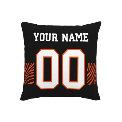 Customized Cincinnati Bengals Black Football Team Decorative Throw Pillow Case Print Personalized Football Style Fans Letters & Number Pillowcase Birthday Gift