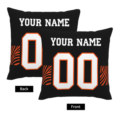 Customized Cincinnati Bengals Black Football Team Decorative Throw Pillow Case Print Personalized Football Style Fans Letters & Number Pillowcase Birthday Gift