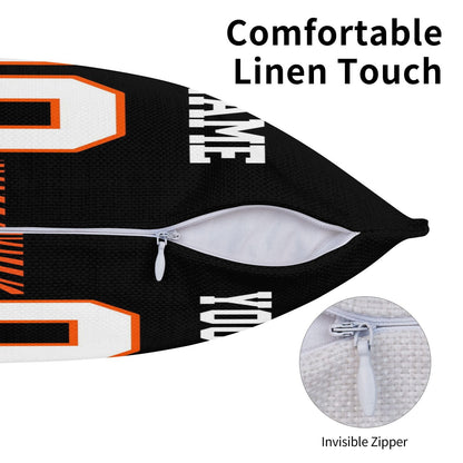 Customized Cincinnati Bengals Black Football Team Decorative Throw Pillow Case Print Personalized Football Style Fans Letters & Number Pillowcase Birthday Gift