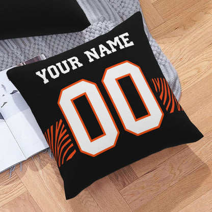 Customized Cincinnati Bengals Black Football Team Decorative Throw Pillow Case Print Personalized Football Style Fans Letters & Number Pillowcase Birthday Gift