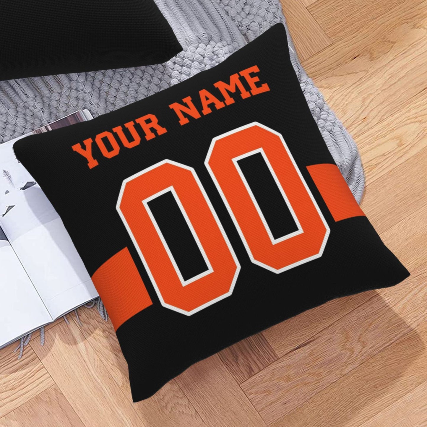 Customized Cincinnati Bengals Letters Decorative Pillows Case Custom Game Pillowcase Name Number Block Print Square Art Deco Throw Pillow