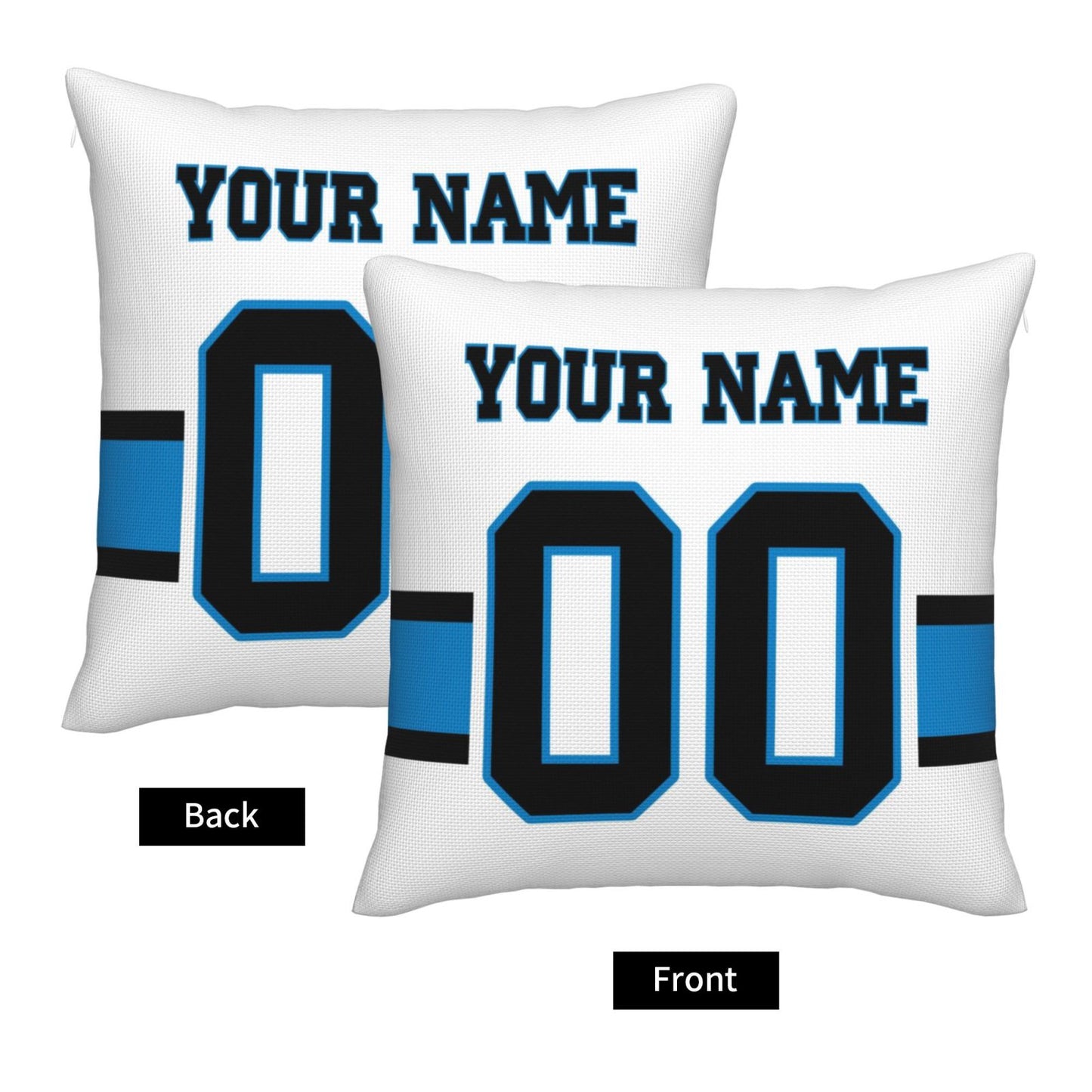 Customized Carolina Panthers Letters Decorative Pillows Case Custom Game Pillowcase Name Number Block Print Square Art Deco White Throw Pillow