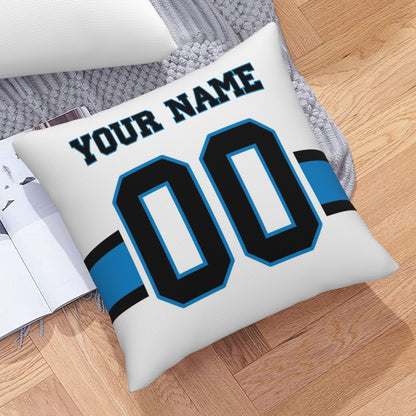 Customized Carolina Panthers Letters Decorative Pillows Case Custom Game Pillowcase Name Number Block Print Square Art Deco White Throw Pillow