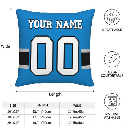 Customized Carolina Panthers Football Team Decorative Throw Pillow Case Print Personalized Football Style Fans Letters & Number Blue Pillowcase Birthday Gift