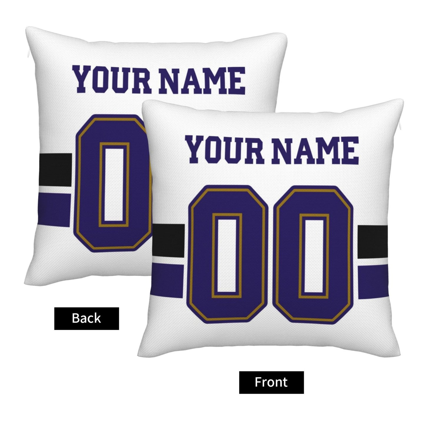 Custom White Baltimore Ravens Football Team Decorative Throw Pillow Case Print Personalized Football Style Fans Letters & Number Birthday Gift
