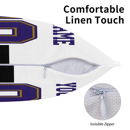 Custom White Baltimore Ravens Football Team Decorative Throw Pillow Case Print Personalized Football Style Fans Letters & Number Birthday Gift