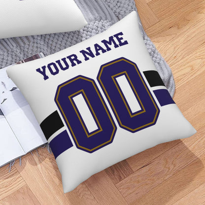 Custom White Baltimore Ravens Football Team Decorative Throw Pillow Case Print Personalized Football Style Fans Letters & Number Birthday Gift