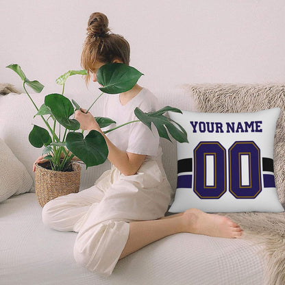 Custom White Baltimore Ravens Football Team Decorative Throw Pillow Case Print Personalized Football Style Fans Letters & Number Birthday Gift